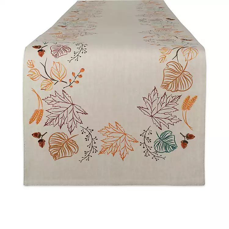 Embroidered Autumn Leaves Table Runner, 108 in. | Kirkland's Home