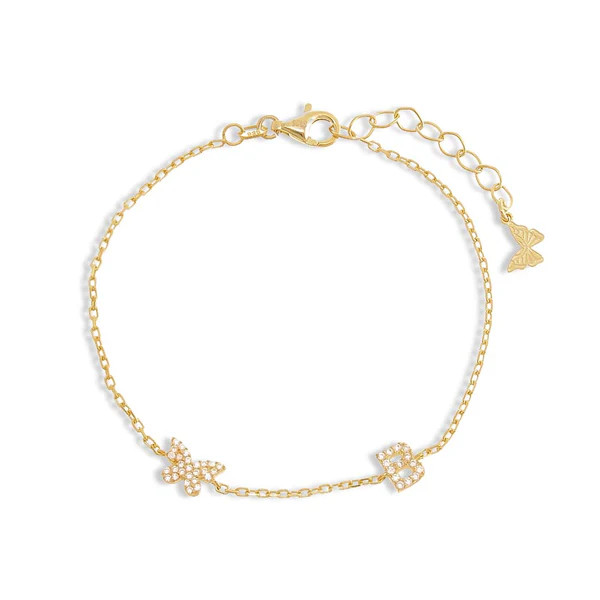 Pavé Butterfly Initial Bracelet | Adina Eden