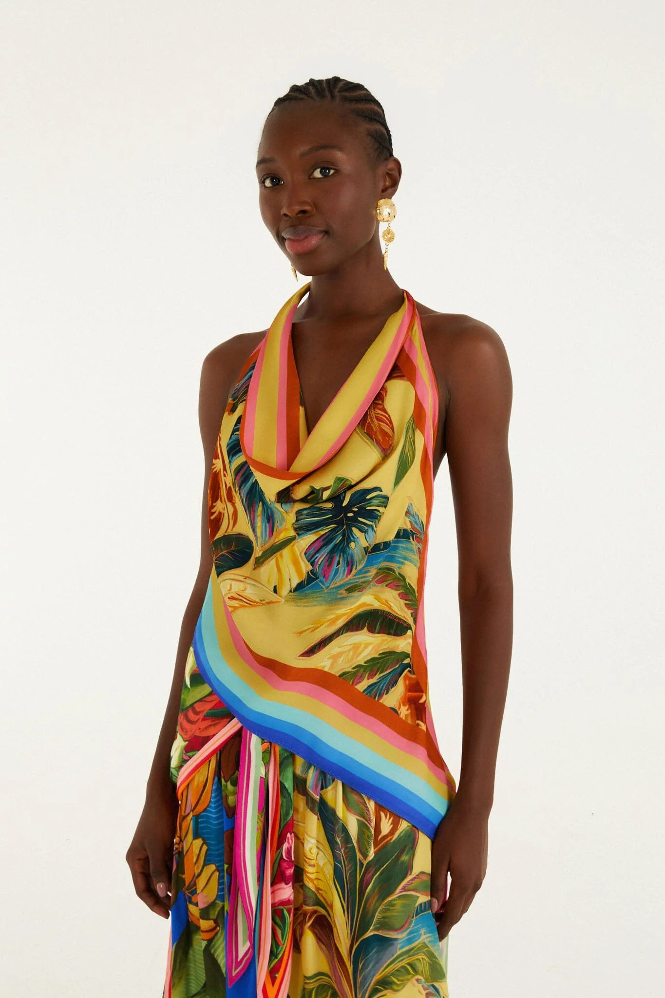 Multicolor Rainbow Summer Scarf Lenzing\u0099 Ecovero\u0099 Viscose Blouse | FARM Rio | FarmRio (US)