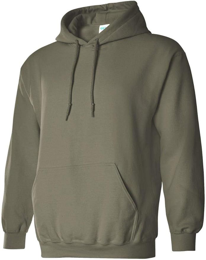 Gildan Blank Hoodie - Hooded Sweatshirt - Unisex Style 18500 Adult Pullover Military Green | Amazon (US)