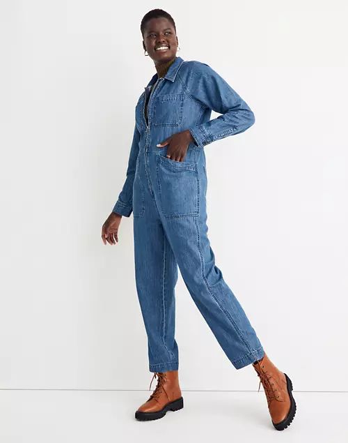 Curvy Denim Zip-Front Coverall Jumpsuit | Madewell