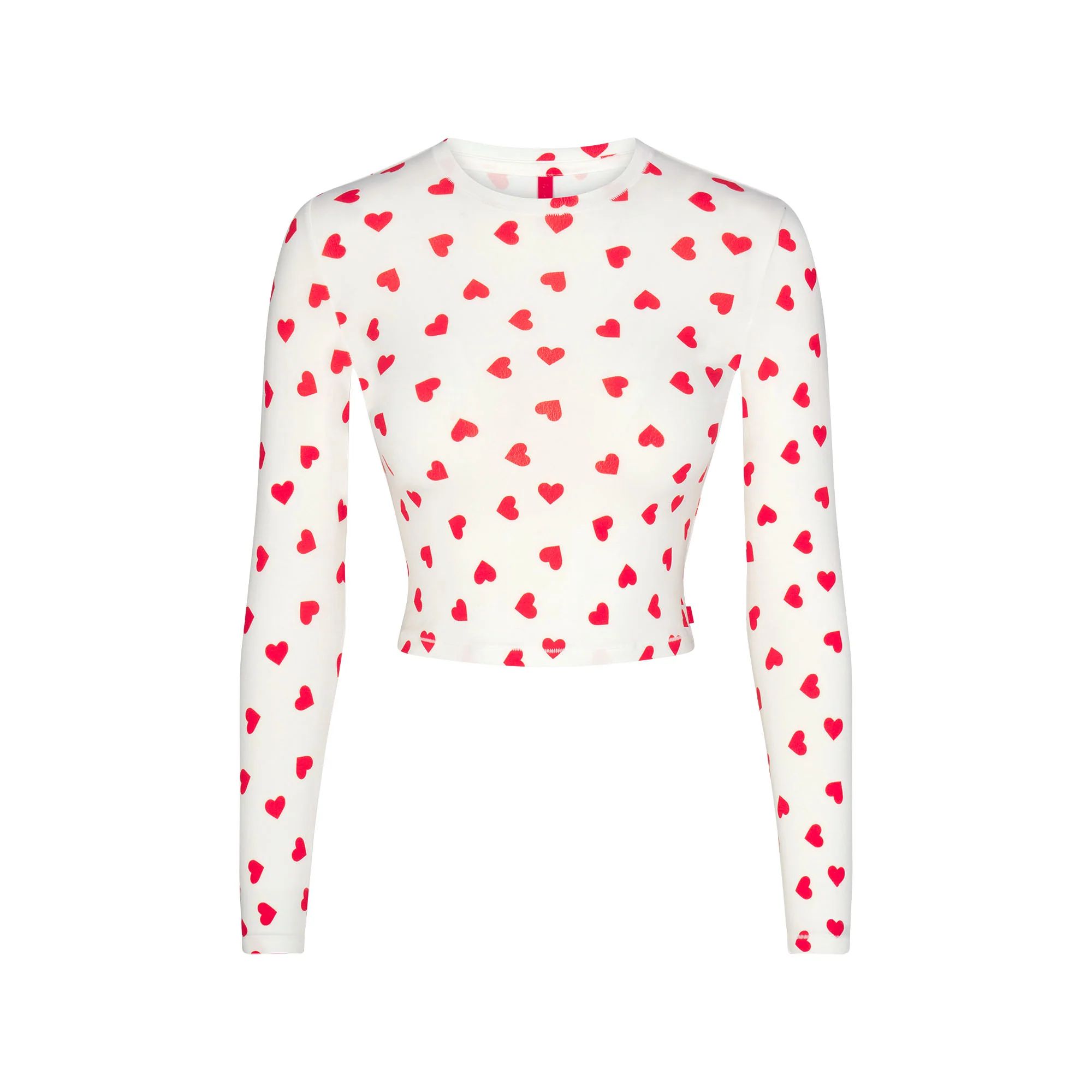 SKIMS SLEEP SUPER CROPPED LONG SLEEVE | RUBY AND MARBLE HEART | SKIMS (US)