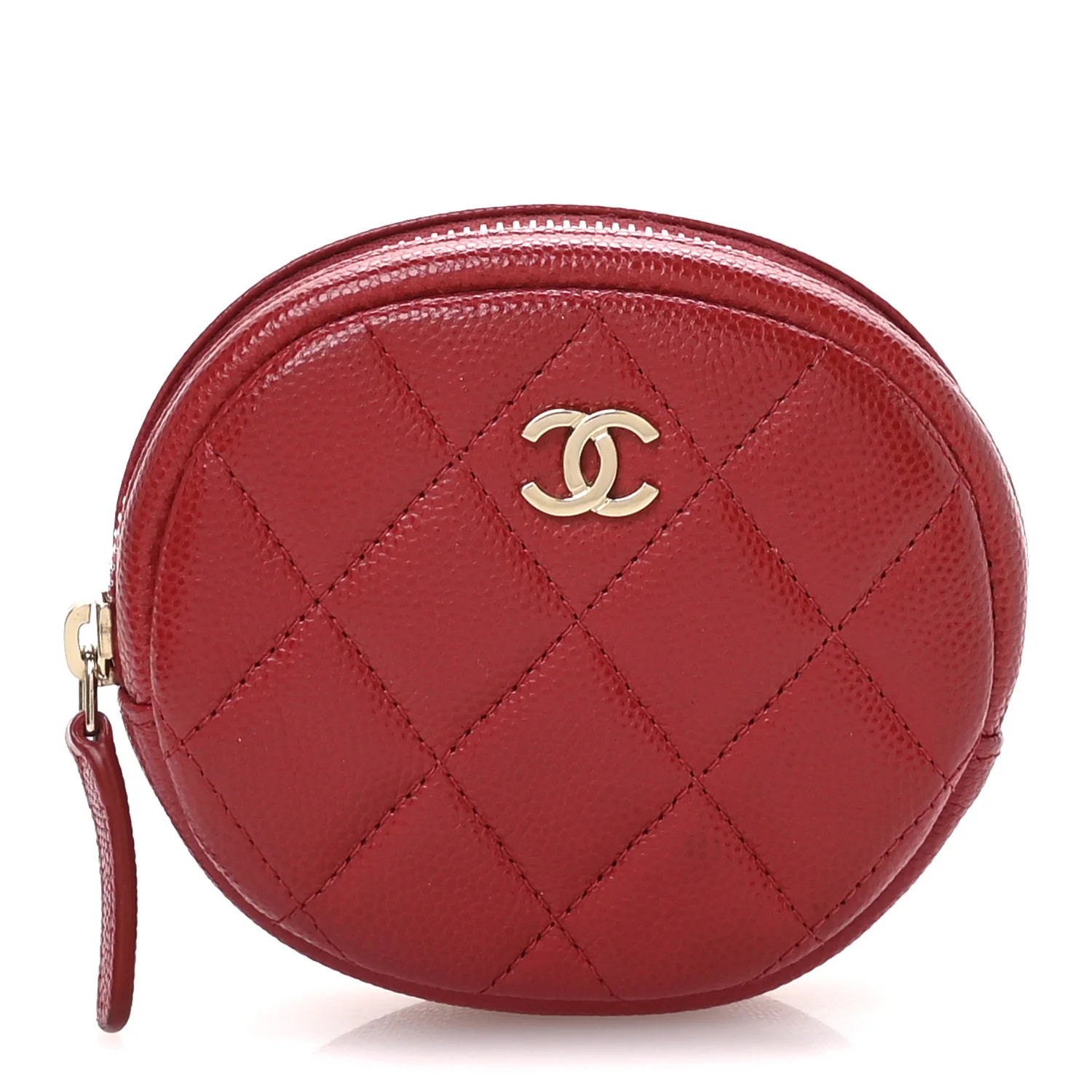 Caviar Quilted Zip Around Classic Coin Purse Red | FASHIONPHILE (US)