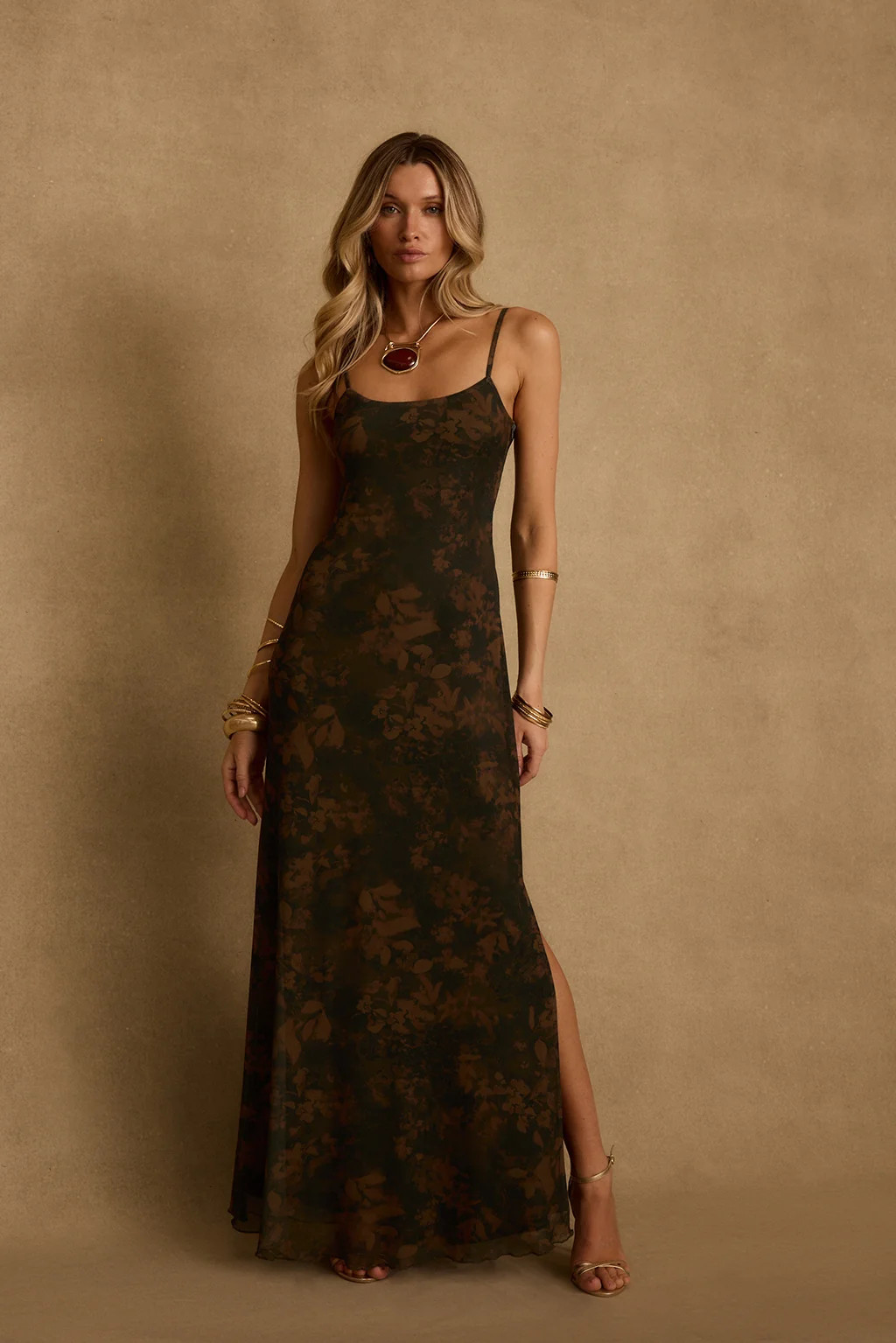 Amora Dark Floral Mesh Maxi Dress | 12th Tribe