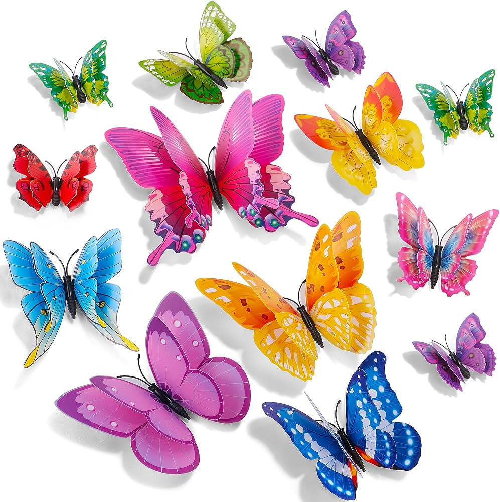 SAOROPEB 3D Butterfly Wall Decor, 24 Pcs Double Layer Butterfly Decorations for Party Decorations... | Amazon (US)
