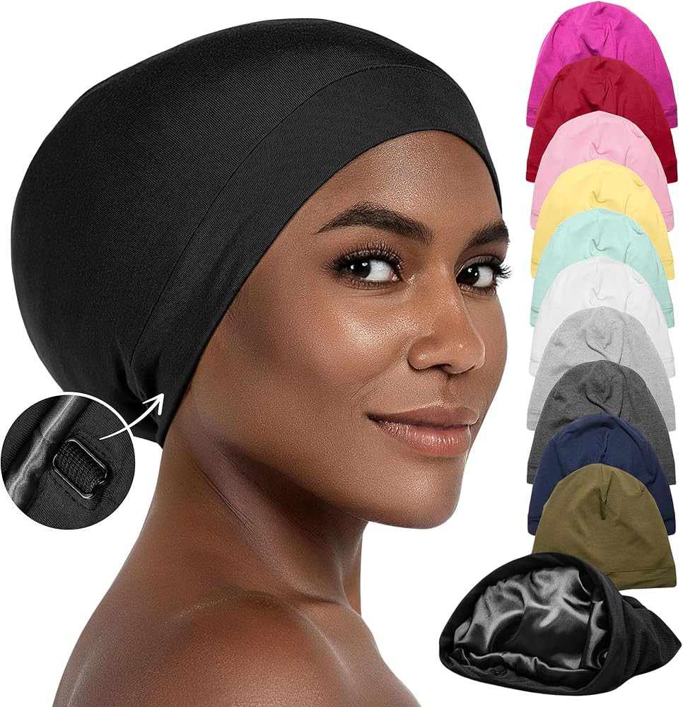 Bonnet Silk Bonnet for Sleeping Satin Bonnet Hair Bonnets Black Women Silk Sleep Cap Satin Hair Bonnet Sleeping Bonet Men Hat | Amazon (US)