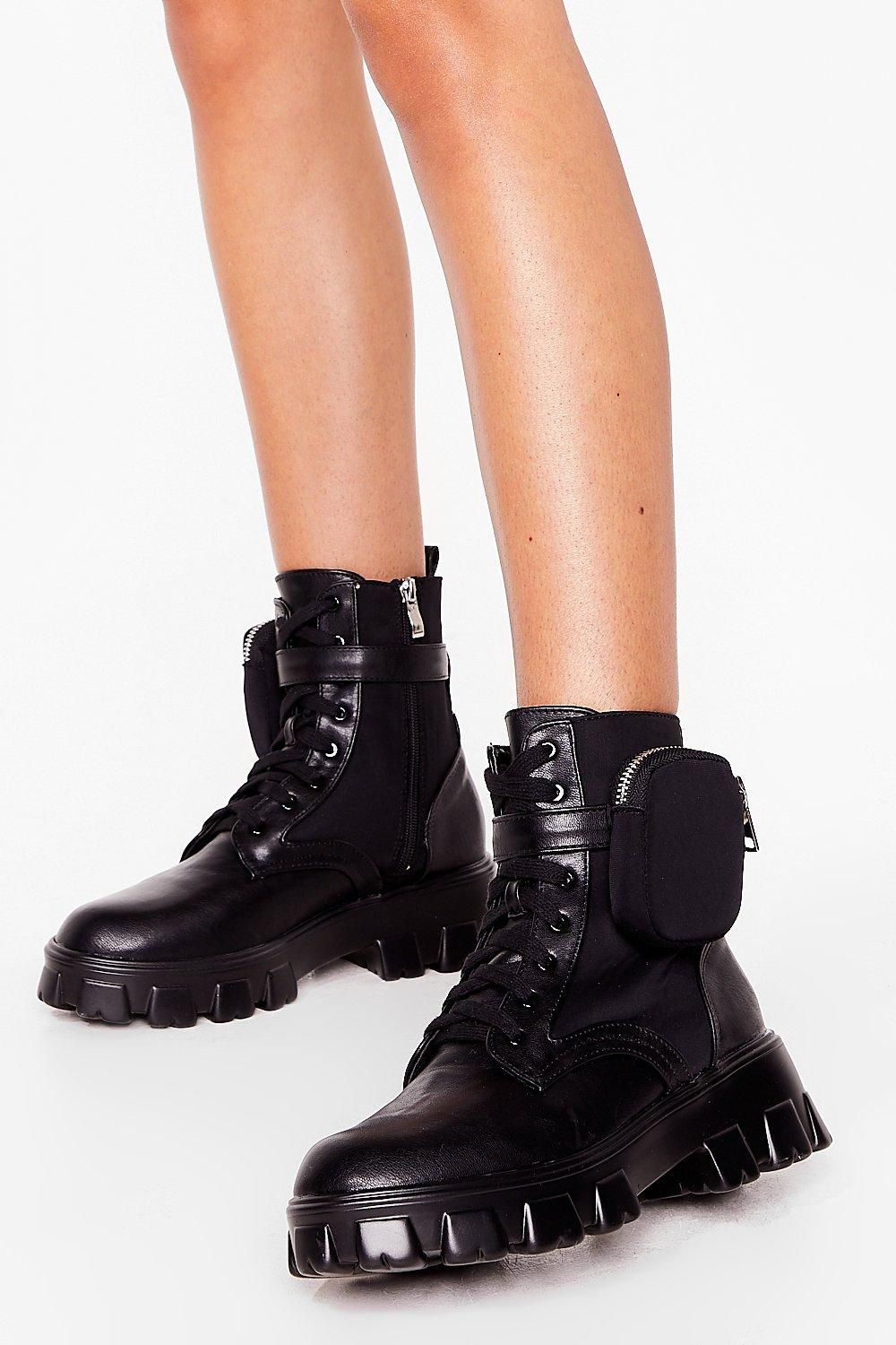 Hard to Pocket Faux Leather Cleated Boots | NastyGal (US & CA)