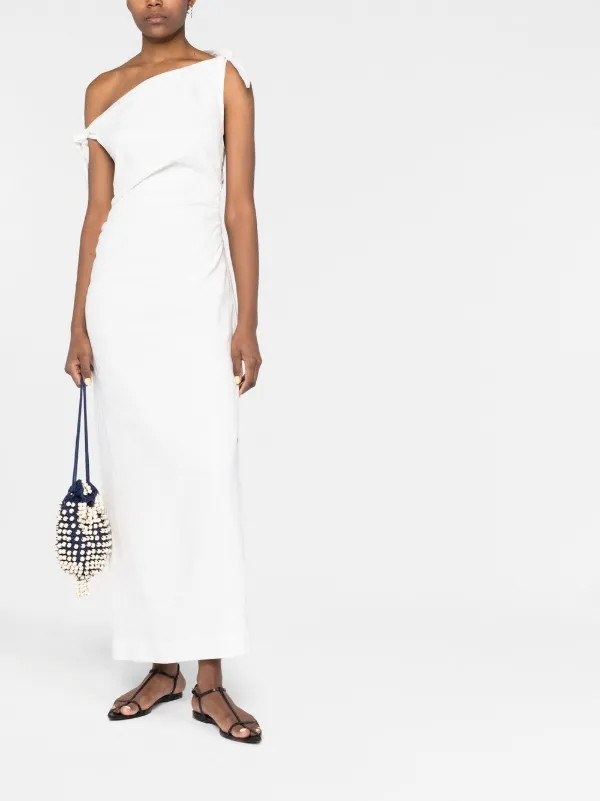 Bettina linen off-shoulder dress | Farfetch Global