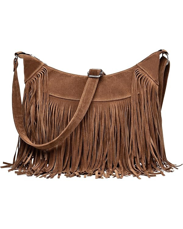 Fringe Hobo Bags for Women Vintage Suede Crossbody Bag Hippie Western Cowgirl Purses Tassel Shoul... | Amazon (US)