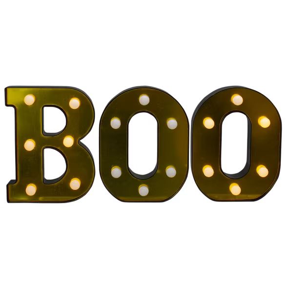 Northlight 6.5" Lighted Black and Gold BOO Halloween Marquee Sign | Target