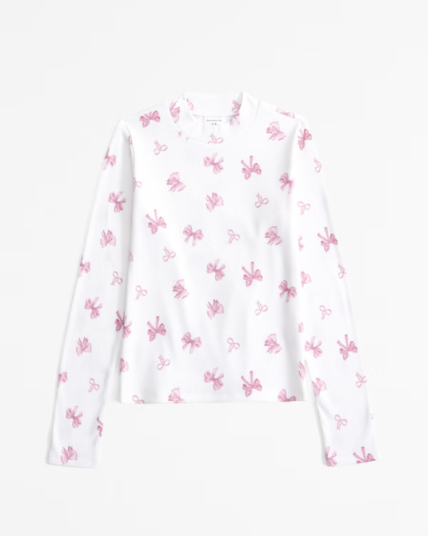 girls long-sleeve rib mockneck tee | girls tops | Abercrombie.com | Abercrombie & Fitch (US)