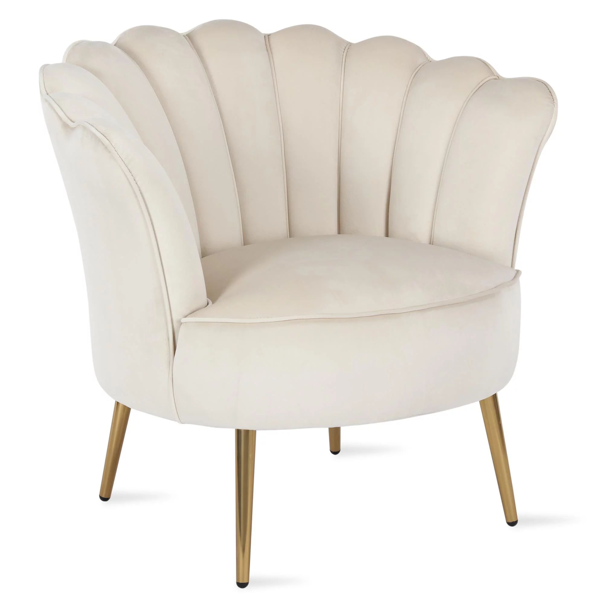 Novogratz Presley Modern Glam Seashell Accent Chair, Cream Velvet | Walmart (US)