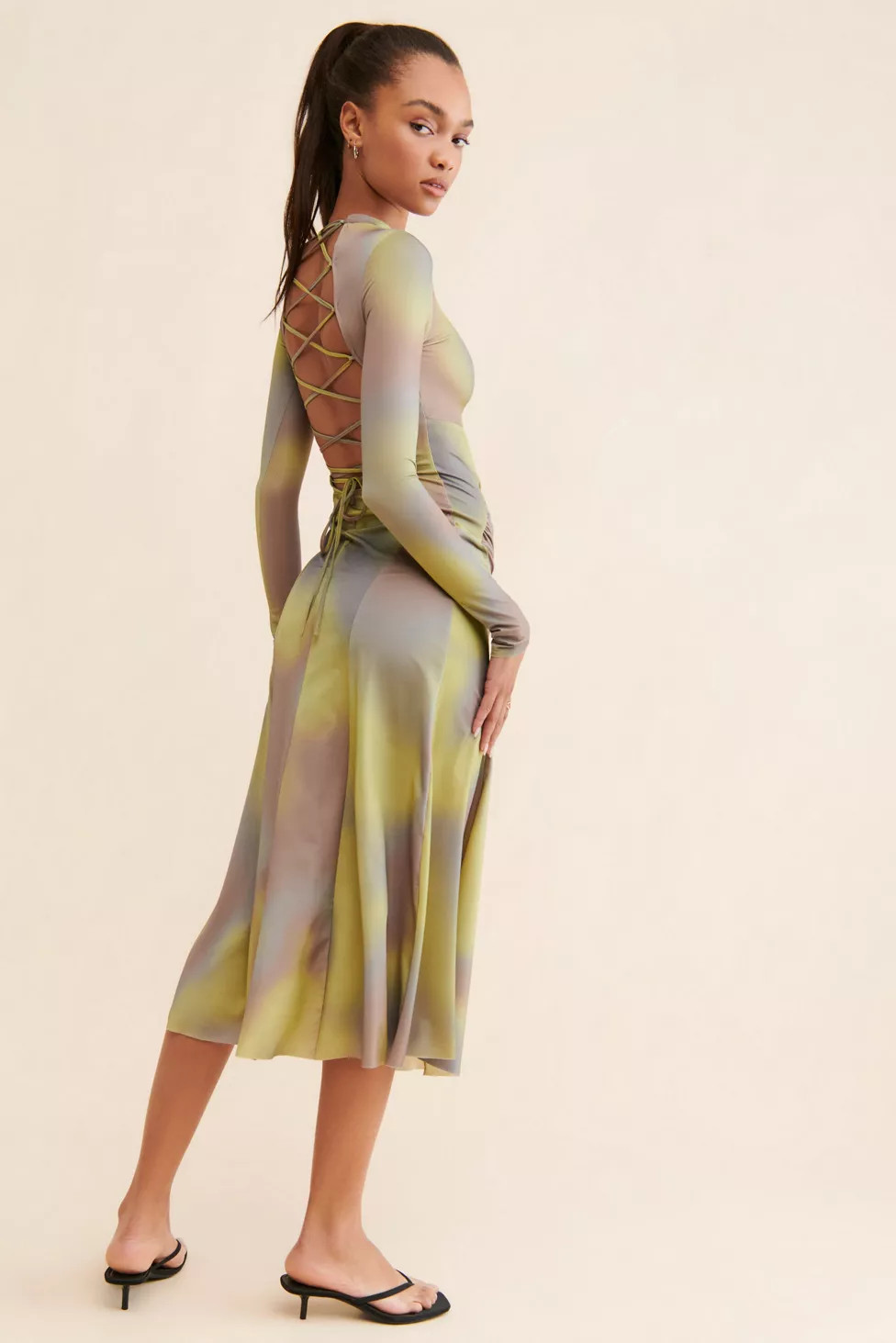 Silence + Noise Tiffany Lace-Up Midi Dress | Urban Outfitters (US and RoW)