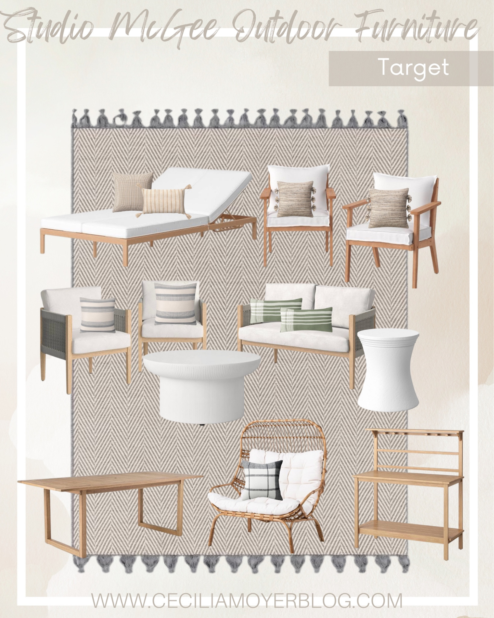 Studio McGee outdoor furniture at Target! Outdoor coffee table - outdoor accent table - outdoor loveseat and chairs - patio dining table - patio bar/hatch - wicker patio egg chair - throw pillows - outdoor double chaise lounge

#LTKunder100 #LTKhome #LTKunder50