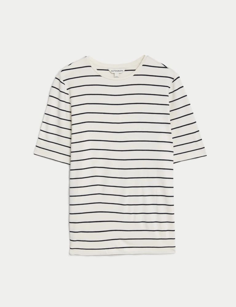Jersey Striped Round Neck Relaxed T-Shirt | Marks & Spencer (UK)
