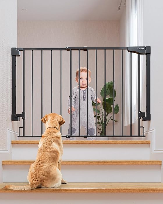 Cumbor 29.2–43" Baby Gate for Stairs, Wall-Mounted (Drill Required), Expandable No Bottom Bar D... | Amazon (US)