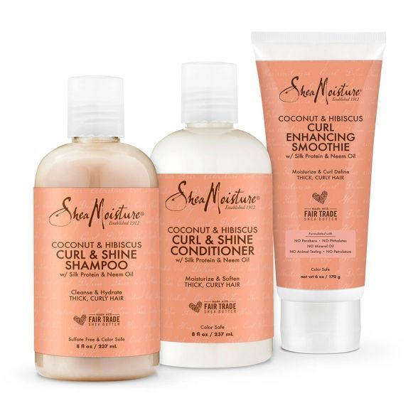 SheaMoisture Coconut & Hibiscus Curl Defining Shampoo, Conditioner and Smoothie Bundle - 3ct | Target