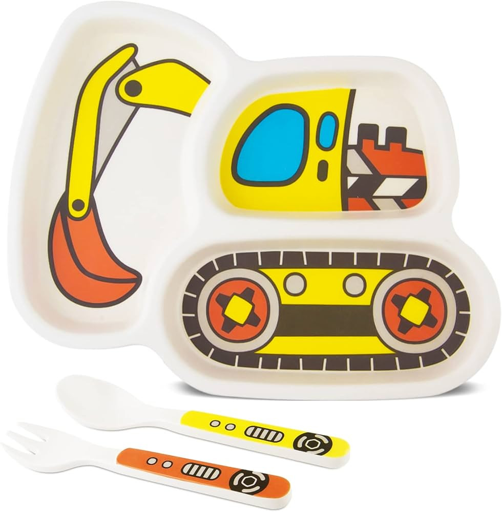 Kids Plate Set, Included Plate Fork and Spoon 3-Piece Set - Toddler Plates Dinnerware Dinner Dish... | Amazon (US)