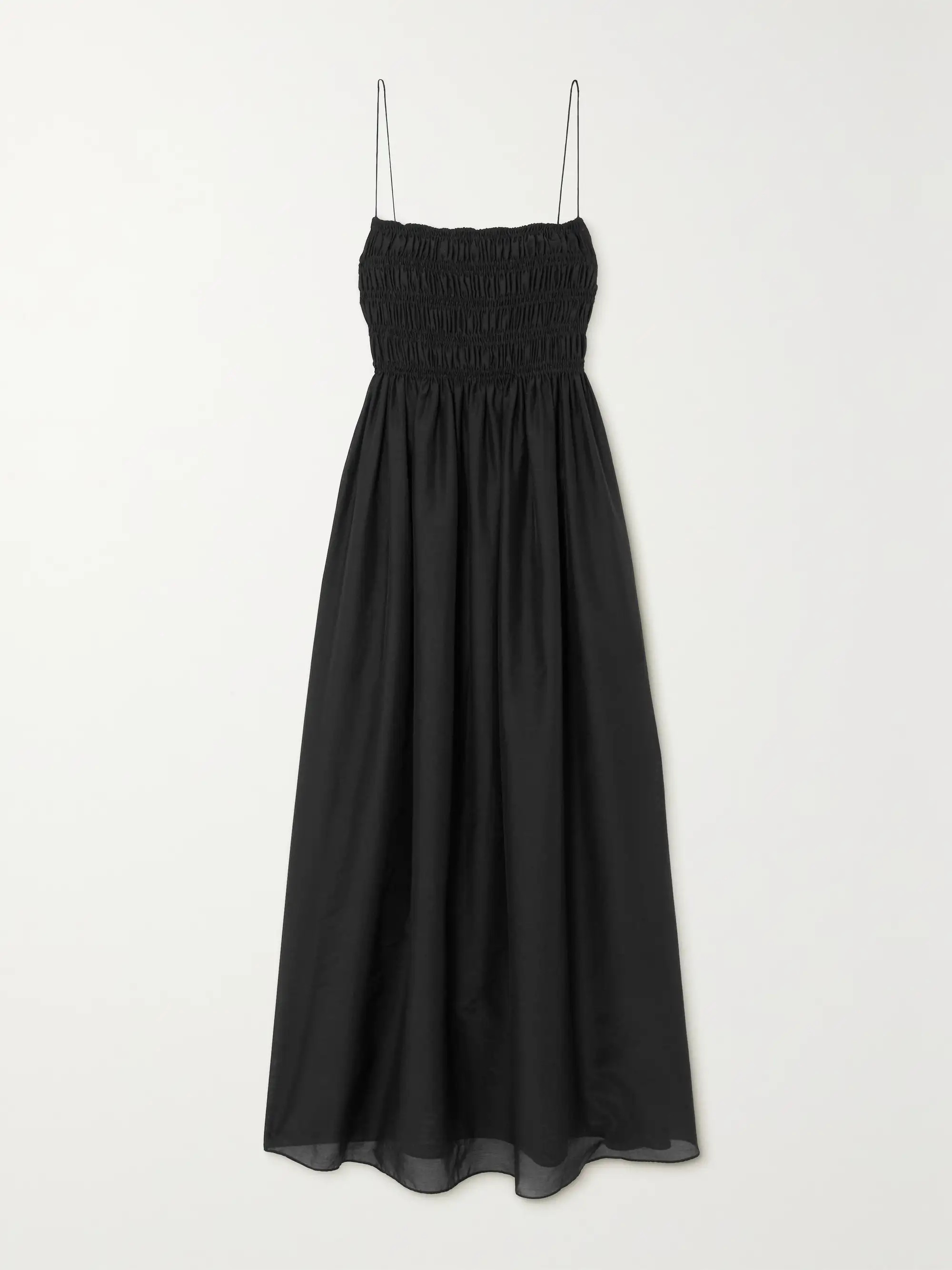 Shirred cotton and silk-blend maxi dress | NET-A-PORTER (US)