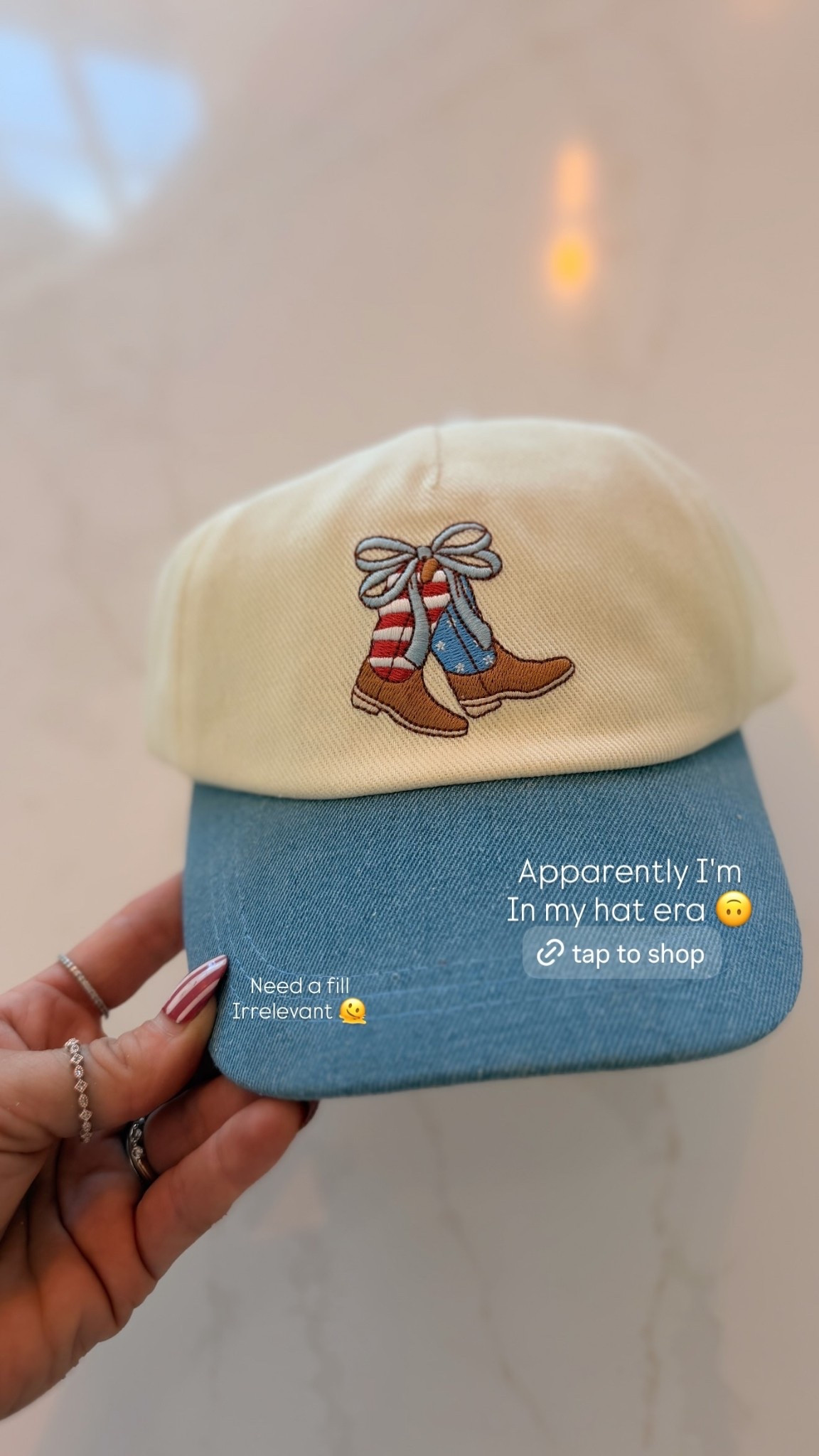 Apparently I'm
In my hat era 🙃 Need a fill
Irrelevant 🫠