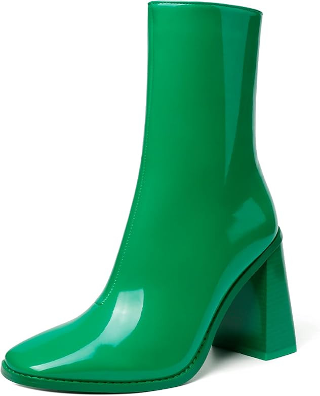 vivianly Fashion Square Toe Ankle Boots Chunky Heel Block Heel Side Zipper Booties | Amazon (US)