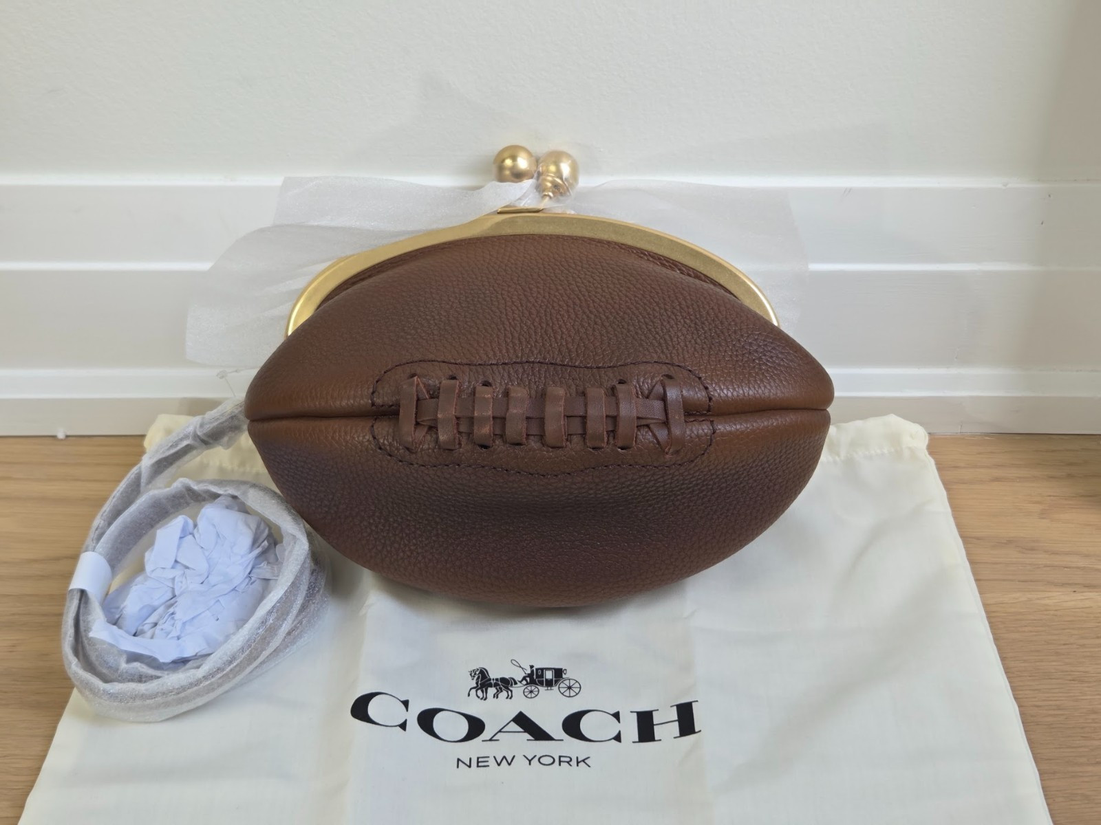 Coach Football Kisslock Frame Bag In Regenerative Leather CGP27 | Brand New | eBay US