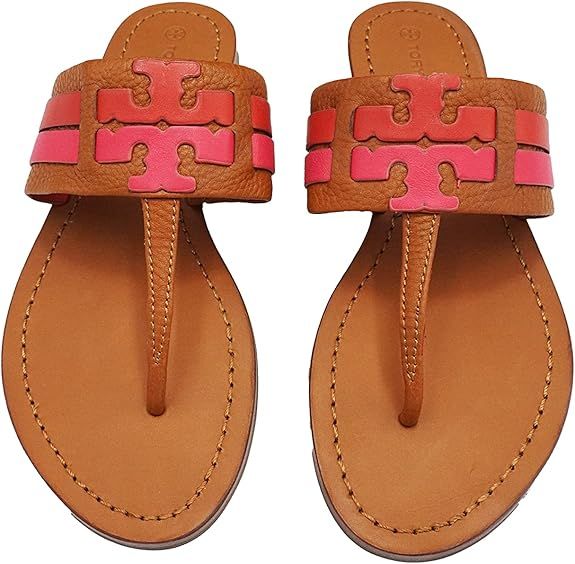 Tory Burch Women's Leigh 05mm Sandals Flats Slides in Tumbled Leather | Amazon (US)