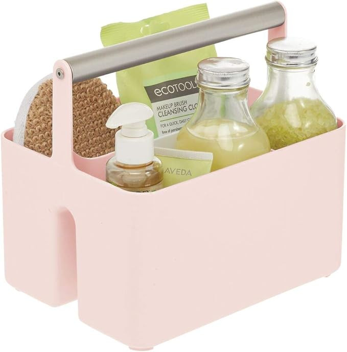 mDesign Plastic Portable Storage Organizer Utility Caddy Tote, Divided Basket Bin with Metal Hand... | Amazon (US)