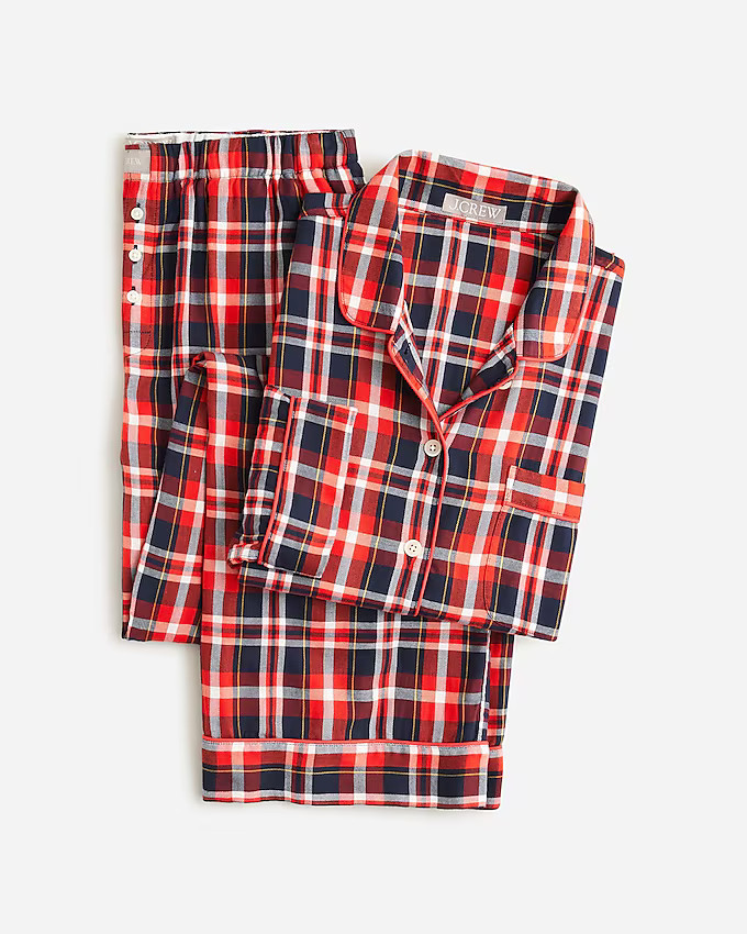 Flannel long-sleeve cropped pajama pant set in plaid | J. Crew US