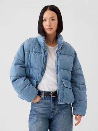 Oversized Denim Puffer Jacket | Gap (US)