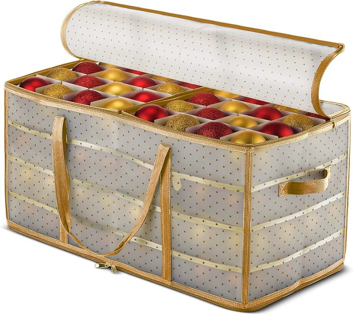 ZOBER Christmas Ornament Storage Box Plastic - Stores 128 3" Ornaments with Individual Trays - Or... | Amazon (US)