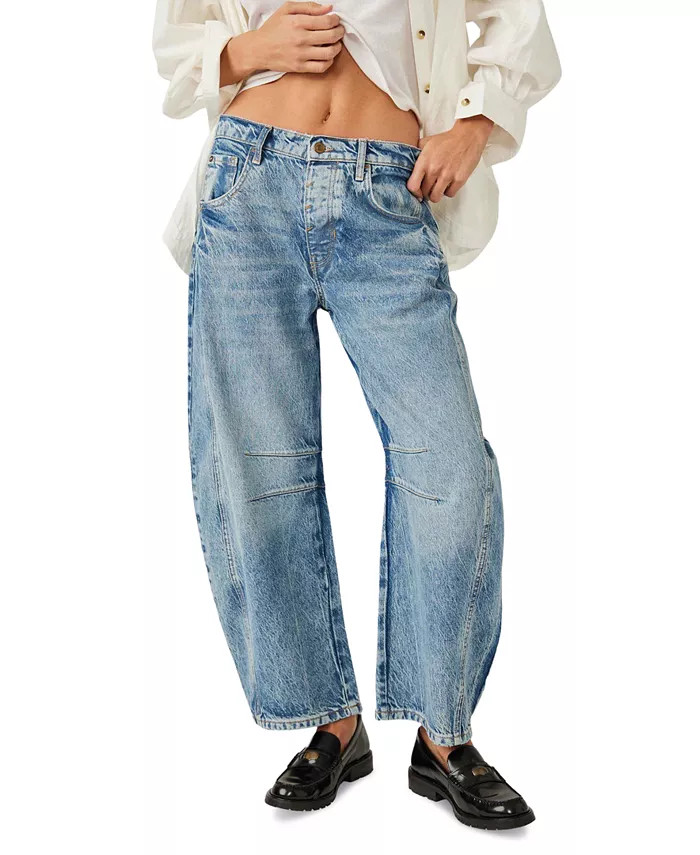 Free People Women's Lucky You High-Rise Barrel Jeans - Macy's | Macys (US)