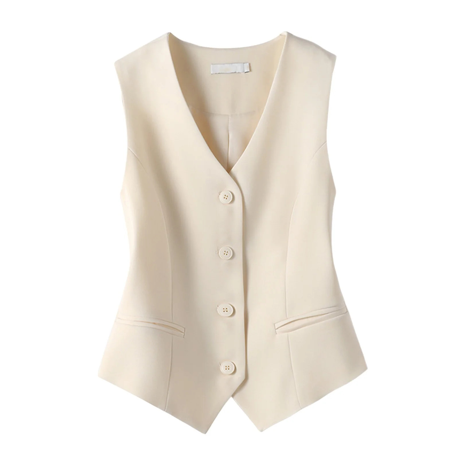 GEWSEY Women's Fully Lined 4 Button V-Neck Economy Dressy Suit Vest Waistcoat (White, M) | Walmart (US)