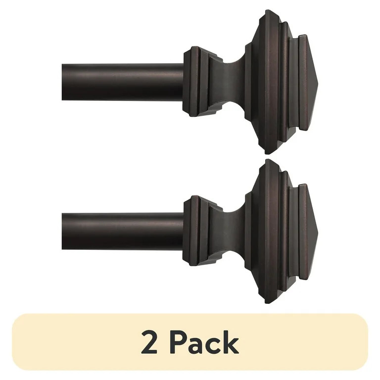 (2 pack) Better Homes & Gardens 1" Oil-Rubbed Bronze Square Adjustable Single Curtain Rod Set 42-... | Walmart (US)