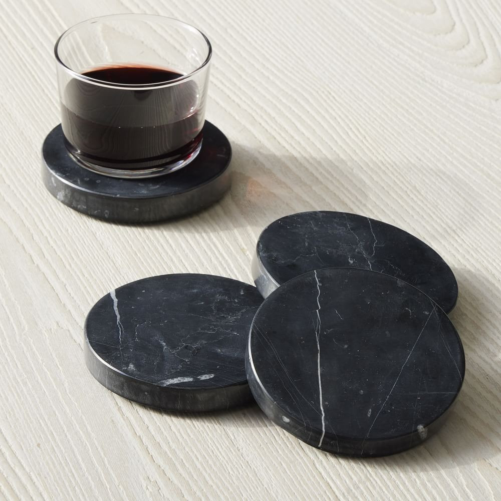 Marble Coasters, Black Multi, Set of 4 | West Elm (US)