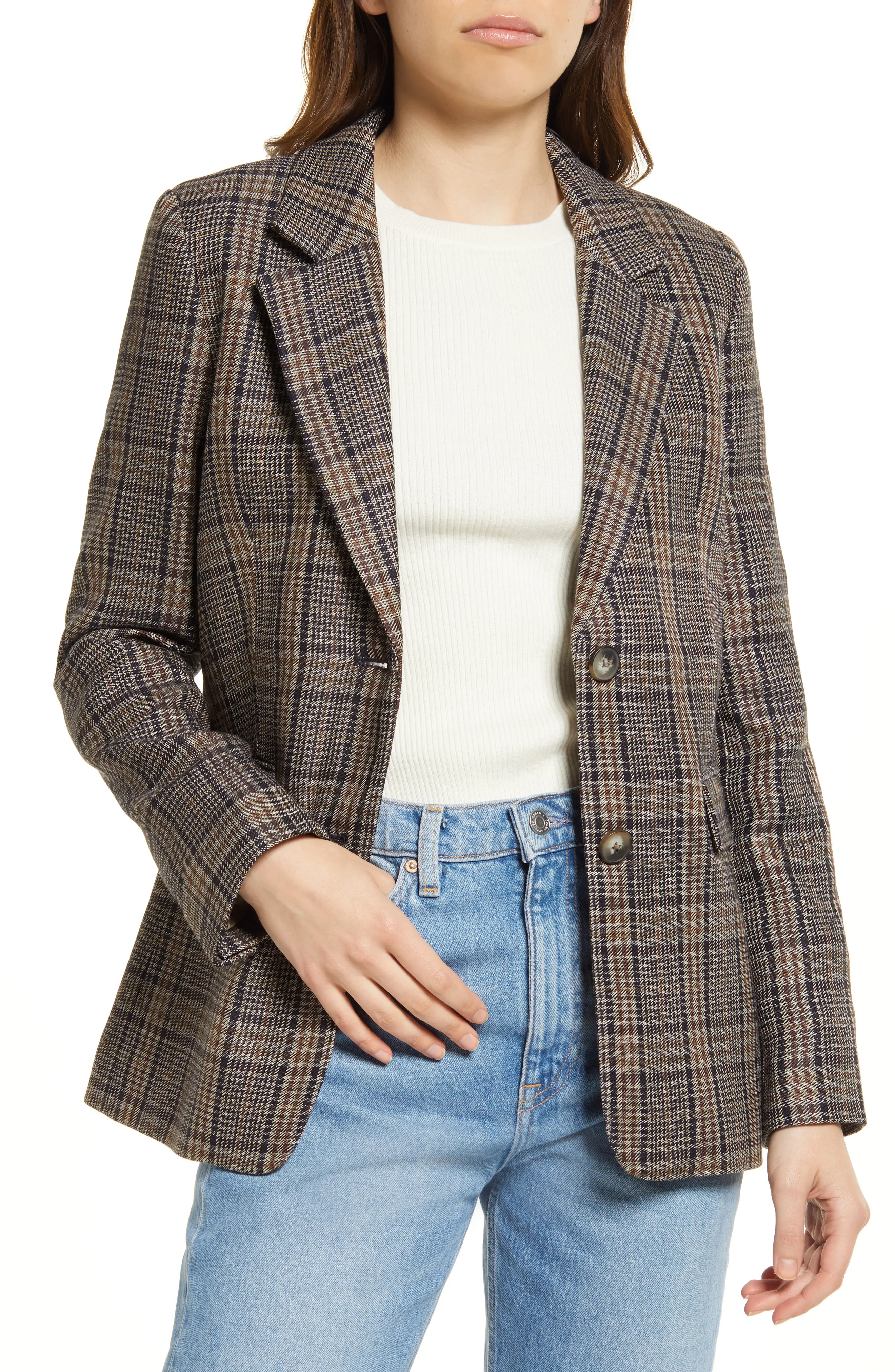& Other Stories Women's Plaid Blazer in Brown Check at Nordstrom, Size 6 | Nordstrom