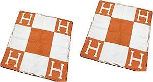 Set of 2 Luxury H Letter Pillow Cases - [Orange Color] Exquisite Design - 18 x 18 inches - Premiu... | Amazon (US)