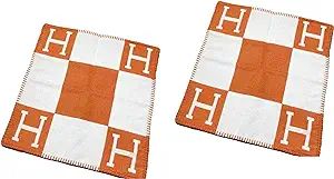 Set of 2 Luxury H Letter Pillow Cases - [Orange Color] Exquisite Design - 18 x 18 inches - Premiu... | Amazon (US)