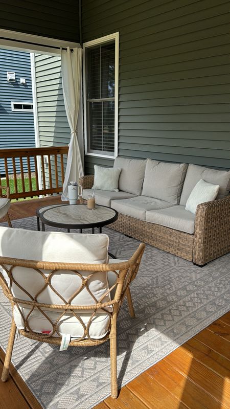 our back porch is finally coming together & im so happy with everything we picked out! Lots of Walmart, Target and Amazon to thank 🤍 

Patio furniture 
Outdoor furniture 
Porch furniture 
Outdoor couch 
Outdoor curtains 
Walmart outdoor couch 

#LTKHome #LTKSeasonal #LTKFindsUnder100