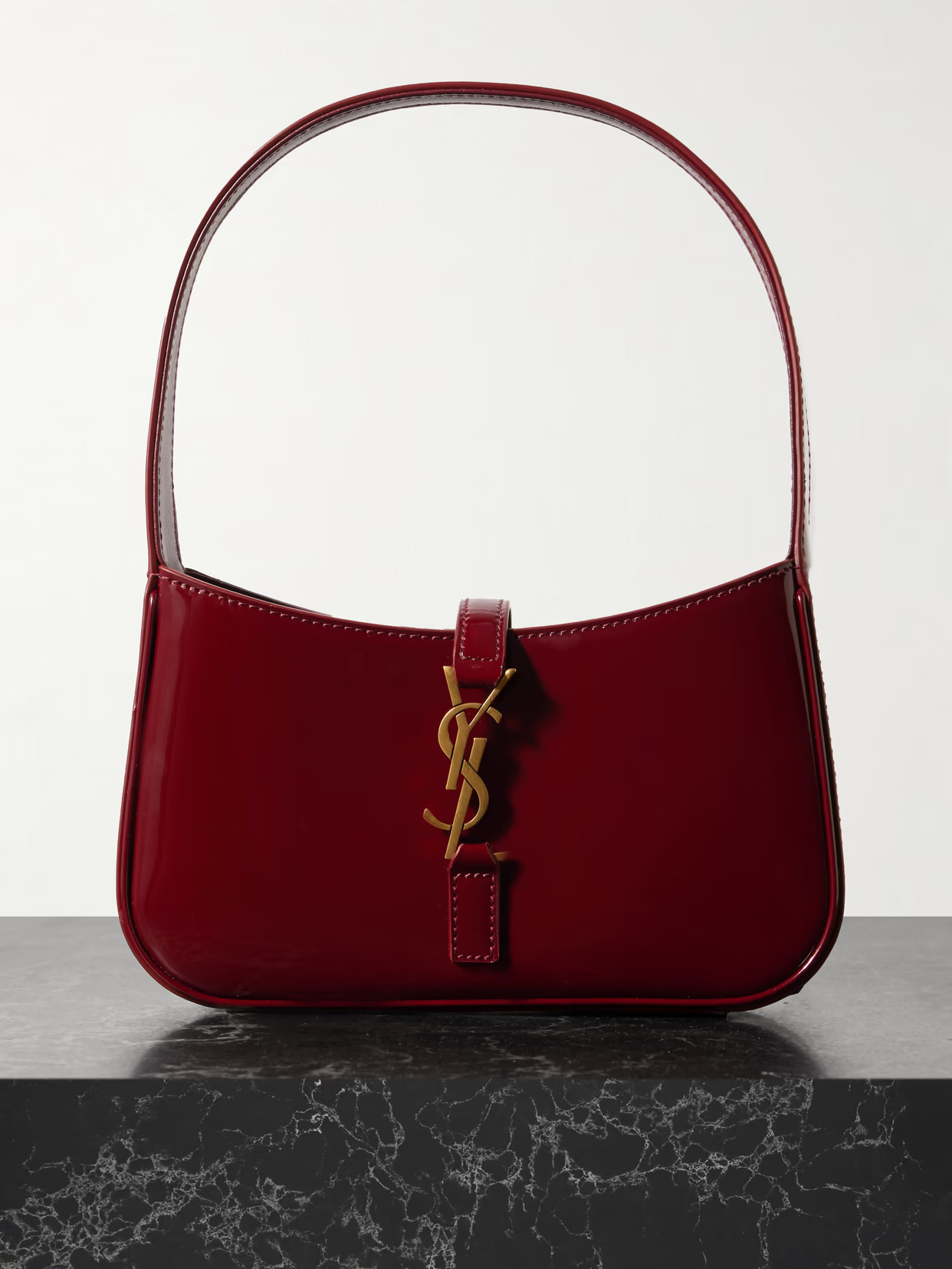 SAINT LAURENT - Le 5 À 7 Mini Patent-leather Shoulder Bag - Red | NET-A-PORTER (US)