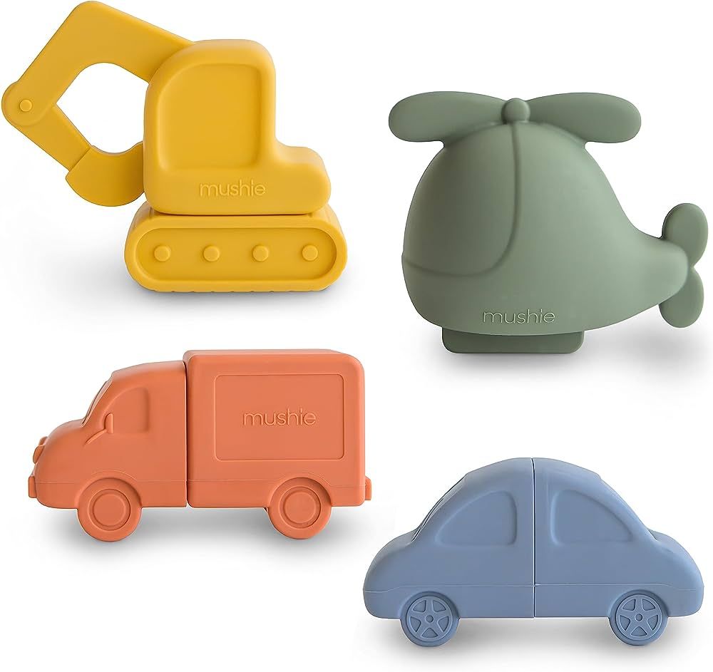 Amazon.com: mushie Silicone Vehicles Bath Play Set 4 Pack | Mold Free : Toys & Games | Amazon (US)