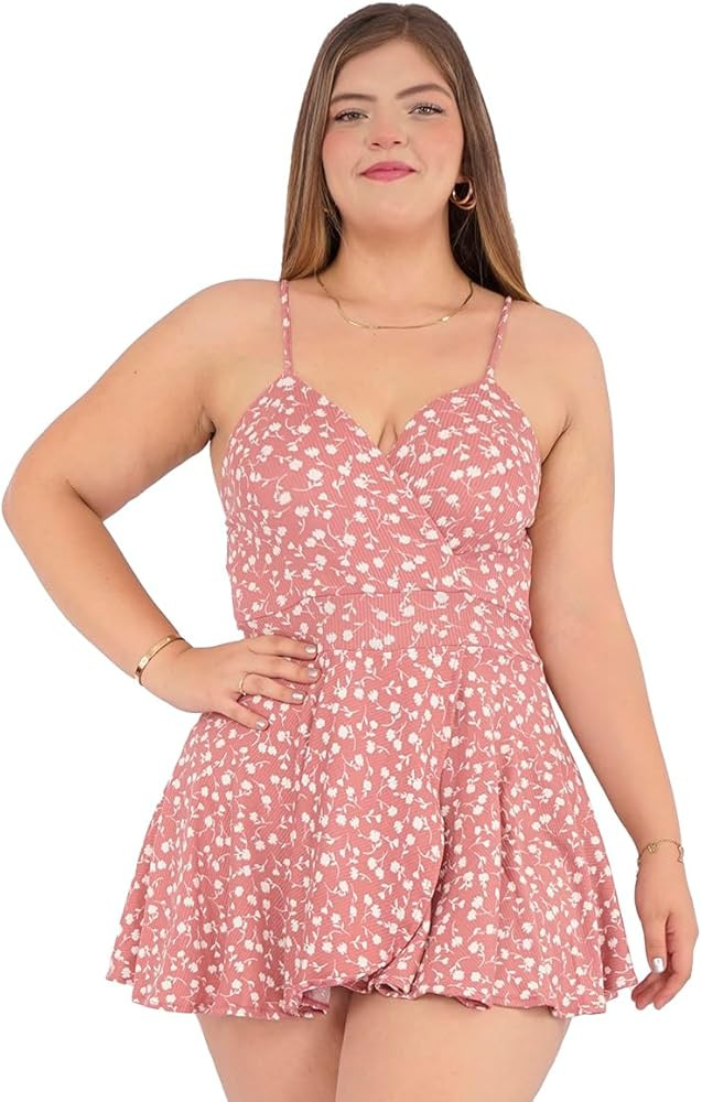 Jumper Dress Jumpsuit Skirt Short Women Casual, Black Flower | Amazon (US)