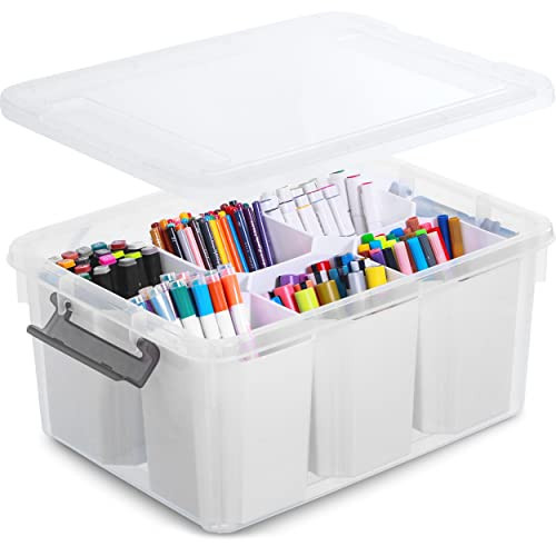Citylife 17 QT Plastic Storage Bins Clear Storage Box with Lids Multipurpose Stackable Storage Containers for Organizing Tool, Craft, Crayon | Amazon (US)