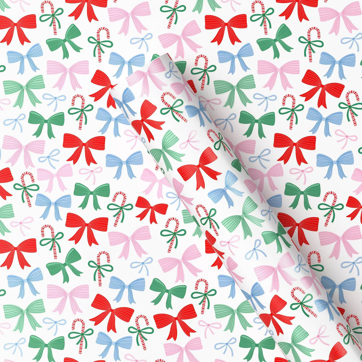 40" 125 sq ft Christmas Roll Wrap Multi Bows on White - Wondershop™ | Target