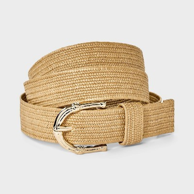 Straw Bamboo Buckle Belt - A New Day™ Beige S | Target