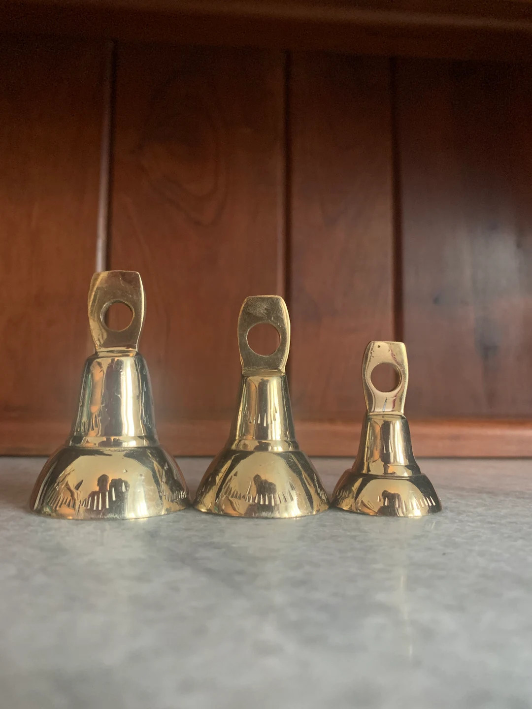 Vintage Style Brass Bells in Graduated Heights Set of Three - Etsy | Etsy (US)