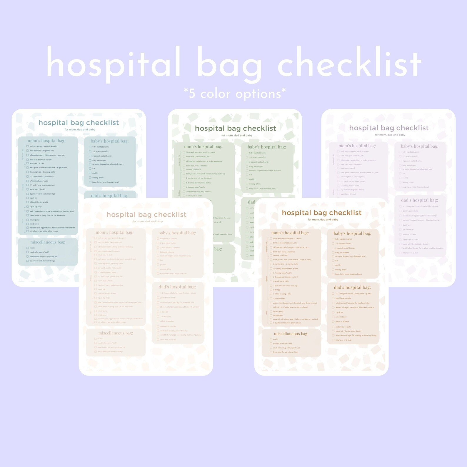 Hospital Bag Checklist / Birth Bag Checklist / Maternity Printable / Newborn Essentials / Hospita... | Etsy (US)