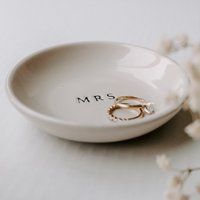 Mrs. Jewelry Dish | Stoneware Ring Engagement Gift Bridal Shower Vanity Tray Home Decor Bathroom Acc | Etsy (US)