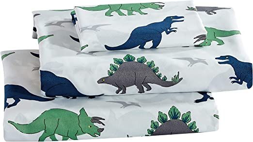 Linen Plus Sheet Set Kids/Teens Ancient Dinosaurs Green Blue Grey White New # T-rex Green (Queen) | Amazon (US)