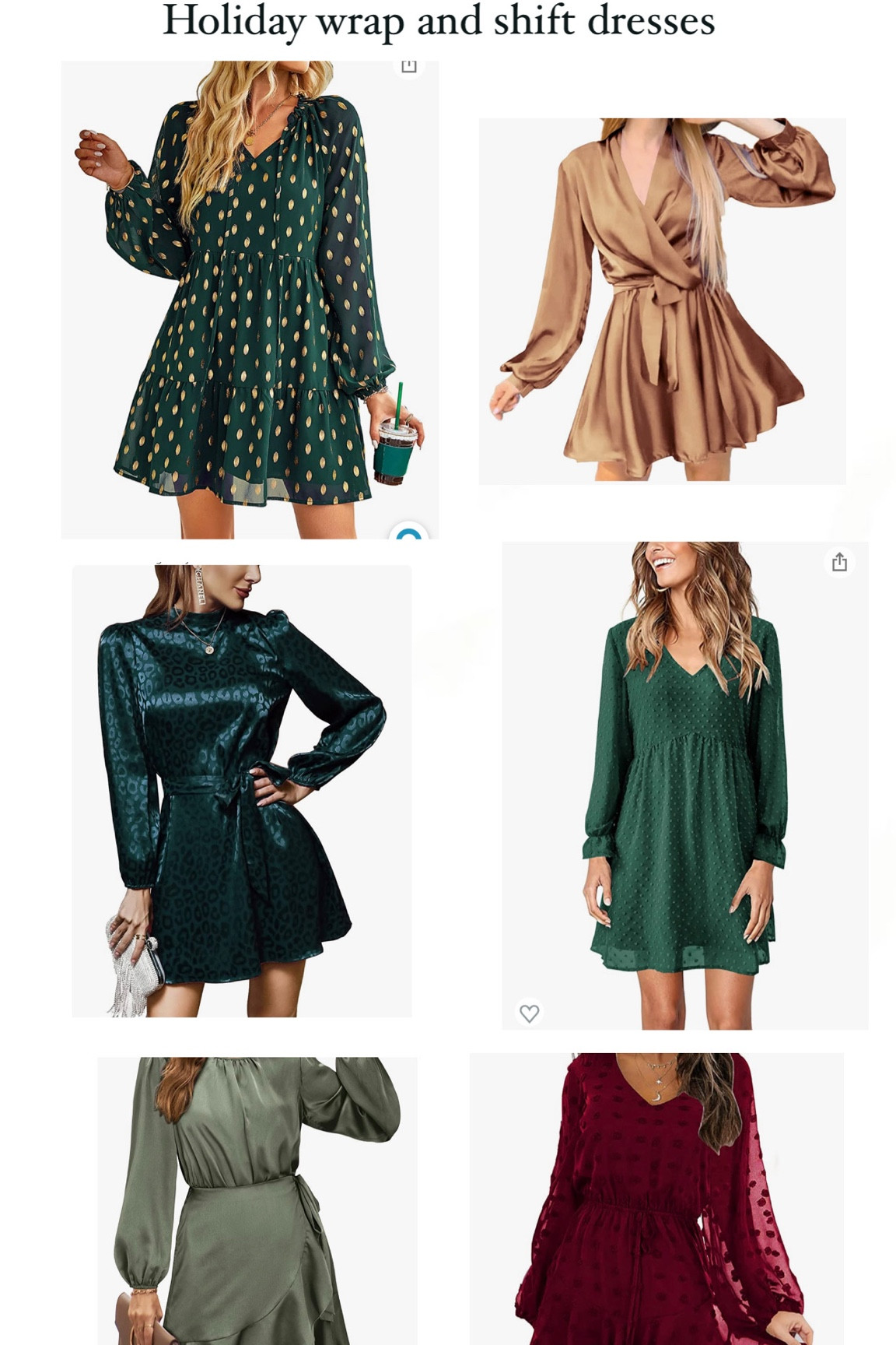 Holiday wrap and shift dresses. 

#LTKHoliday #LTKworkwear #LTKunder50